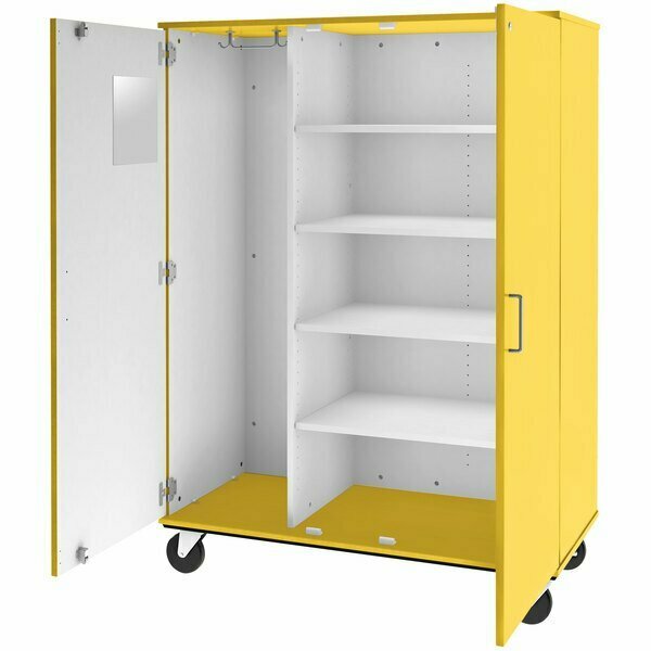 I.D. Systems 67'' Tall Sun Yellow Mobile Storage Cabinet with 4 Shelves 80603F67042 538603F67042